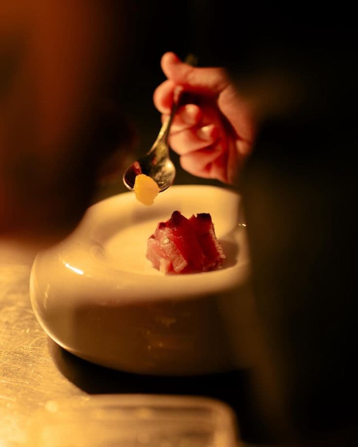 Fine dining restaurant interior with elegant table settings in London